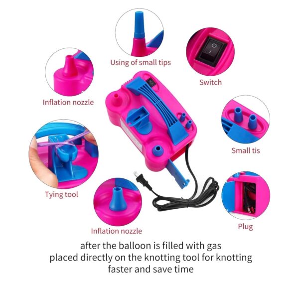 Storio Acrylonitrile Butadiene Styrene High-Power Electric Balloon Inflator With Dual Nozzles - Ideal For Wedding Parties, Multi-Color,1 Piece - Image 2