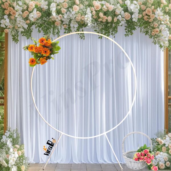 VinsPro Round Arch Balloon Decoration Stand-Round Shape | White Colour | with Masking Tape and Glue (White, 147 CM Diameter),Polyvinyl Chloride (PVC),pack of 1