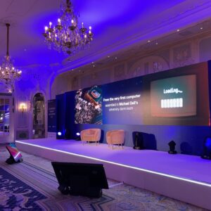 Basic stage setup with backdrop branding